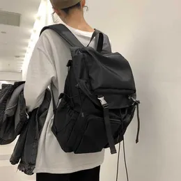 Korean ins tooling dark wind backpack female Harajuku Travel Backpack male student schoolbag230915
