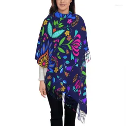 Etnisk kläddame lång folk mexikansk semester konst halsdukar kvinnor vinter fall tjock varm tofs sjal omslag färgglada textil broderier