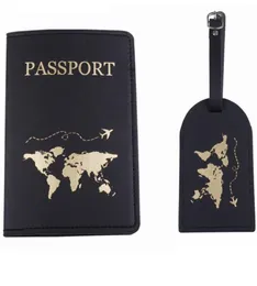 Card Holders PU Leather Passport Cover Luggage Tag Set For Men Women Travel Case Suitcase ID Name Address Holder8487200