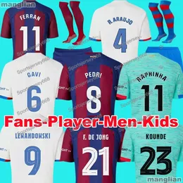 23 24 Camisetas De Football Soccer Jerseys Pedri Lewandowski Gavi 2023 2024 Balde Ferran Raphinha Dest Football Shirt Herren Barca Kit