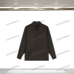 Xinxinbuy, camiseta de diseñador para hombre, camiseta 23ss, tela jacquard con doble letra, Roma, manga corta, algodón, mujer, blanco, negro, marrón, S-XL