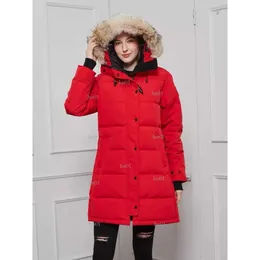 カナダの冬の屋外女性の中間の長さ長いフード付き風邪と防風ウォームダウンコートジャケットコート90％グースダウンサイズs-xxl257