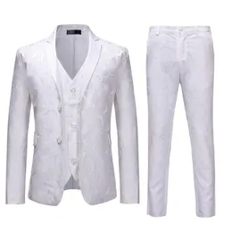 2PCS Mens Floral Party Party Tuxedo Suit Study Stupl Pants White Single Sosted Suits with Pants Men Wedding Prom Suit Men Assume Homme257x