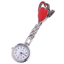 Pocket Watches Heart Shaped Watch Waterproof Fashion Creative Hanging For Decor Use (Red)