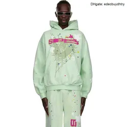 Mens Hoodies Spider 555 까마귀 트랙 슈트 SP5DER MINT GREEN BELINNI SPORTWEAR PORTS 후드 캐주얼 정장 8VGK