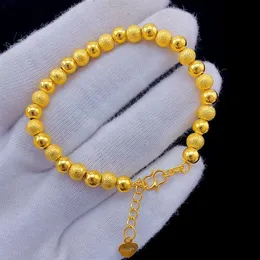 Bracciale con perline trasferibili da donna con catena in stile semplice, riempito in oro giallo 18 carati, regalo298M