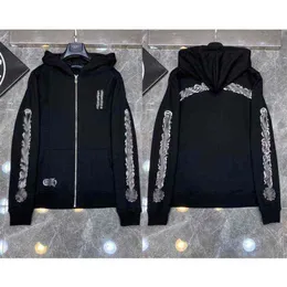 Mode Luxe Hommes Zipper CH Sweatshirts Sweats à capuche Marque Designers Homme Femmes Pull Jackts Horseshoe Sanskrit Cross Print Pu207n