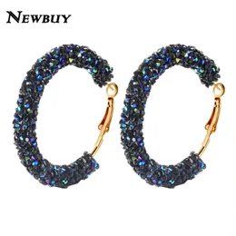 2021 NEWBUY Klassisches Design Mode Charme Österreichischen Kristall Hoop Ohrringe Geometrische Runde Glänzende Strass Weiblichen Ohrring Schmuck323n