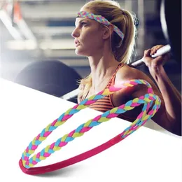 Unisex sport flätat hårband anti-slip elastic färgglada svettband kvinnor fitness yoga gym som kör cykel pannband273v