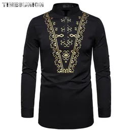 Camicia da uomo Dashiki con stampa africana Camicia slim a maniche lunghe Chemise Homme Design etnico totem Camicie eleganti da uomo Camisas317y