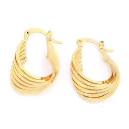 Multilayer 24K Gold Plated Brass Metal Earrings Hoop Earrings328S