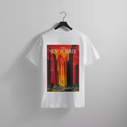 Erkek Tişörtler Erkek Tasarımcı Tişörtleri Trendler Marka Tavşan Kağıt Kesme New Yorker Skyline Baskı Yuvarlak Boyun Gevşek Pamuk Pamuk T-Shirt Erkek ve Kadın Grafik Tee