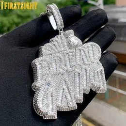 Charms Iced Out Bling CZ Letter BREAD GANG Pendant Necklace Cubic Zirconia Gold Silver Color Money Bag Charm Men Women Hip Hop Jewelry 230915