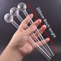 10pcs Hot Selling Thick Pyrex Glass Oil Burner Pipe20cm Lenght 8inch Clear Color Quality Pipes Transparent Great Tube Tubes Nail Tips for Water Bong Smoking Pipes