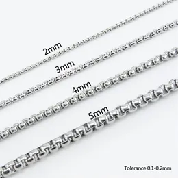 100% corrente de aço inoxidável para jóias 2 3 4 5mm quadrado rolo caixa correntes pelo metro diy metal corrente colar inteiro sem fecho324o