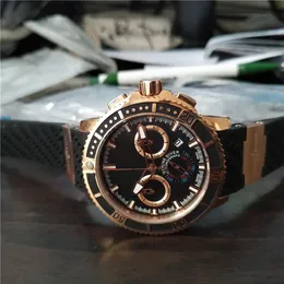 Relógio masculino mais vendido, mostrador preto, aço inoxidável, movimento de quartzo, relógio de pulso masculino, cronômetro, pulseira de borracha un14185a