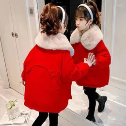 Down Coat Winter Velvet Sıcak Kids Rüzgar Dereciği Ceket Kızlar Moda Kürk Yaka Kapşonlu Çocuklar Dış Giyim Yürümeye Başlayan Kız Giysileri T124