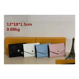 Wallets Yq Women Short Mini Hasp Folding Lychee Pattern Pu Leather Original Bag Serial Number Purse Handbag Wallet Holders Shoder 250J