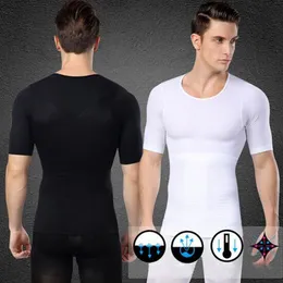 Whole-1Pcs Men Slimming Undershirts Camisa Body Shaper Postura Corrector T-shirt Elastic Sculpting Abdômen Trimmer 2 cores Und189r