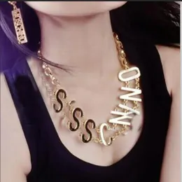 Famous big M model catwalk show letter collar earrings fashion punk rock exaggerated chain clavicle necklace earrings225g