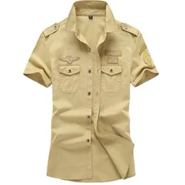 Chemise d'été surdimensionnée en pur coton pour hommes, chemisier de loisirs à manches courtes, vêtements militaires brodés 6XL HF0153172