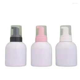 Bottiglie di stoccaggio 300ML Bottiglia di schiuma bianca riutilizzabile in plastica Spalla rotonda PET Pompa in schiuma nera rosa Contenitore per imballaggio portatile 15 pezzi