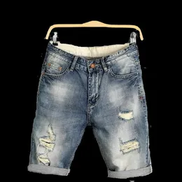 2019 VXO Plus Size 27-40 Summer Denim Shorts Męskie dżinsy Mężczyźni dżinsowe szorty łyżwiarki harem men jogger kostka z rozdartymi fala 262v