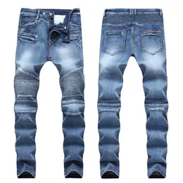 E-BAIHUI ZAKRESOWANE MĘŻCZYZNY ROCE DINNY DINS PROJEKT MOSINY Dżinsy Slim Motorcycle Moto Biker Causal Mens Denim Spodnie Hip H234C