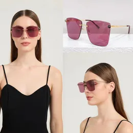 Desinger-Sonnenbrille 1:1 Hochwertige, minimalistische und hochwertige rahmenlose quadratische Spiegelbeine mit Metall-CT-Schlankheit für Männer und Frauen