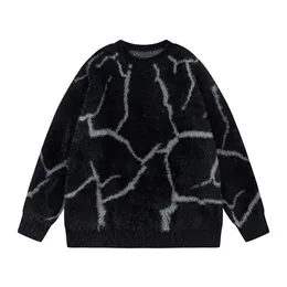 Baskı Pulliover Yün Sweaters Unisex Street Giyim Baggy Örme Giysileri
