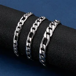 5pcs in bulk stianless steel Embossed figaro Chain NK Chain bracelet bangle 7mm 8mm 9mm 8 inch jewelry for mens fashion gifts3275