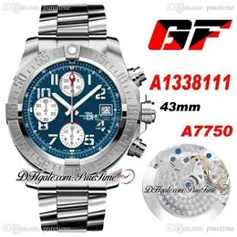 GF A1338111 A7750 Automatik-Chronograph Herrenuhr, blaues Zifferblatt, silbernes Hilfszifferblatt, Edelstahlarmband, Super Edition Puretime A31248d