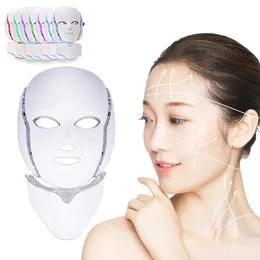 Face Care Devices 7 Color LED Pon Mask Skin Rejuvenation Therapy Neck Anti-wrinkle Age Machine Whiten Repair Beauty Care Massage Tools 230915