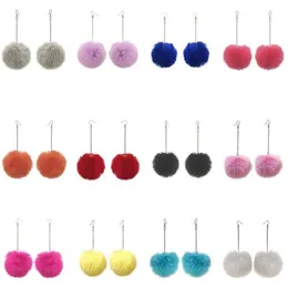 2021 Winter Frauen Accessoires Mode Schöne Pom Pom Pelz Ball Lange Anhänger Baumeln Ohrring Schmuck Weihnachten Gift240b