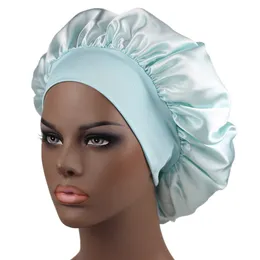 Unisex prysznic elastyczna czapka opaska do rondów nocnych czapek Extra duża satynowa jedwabiste maska ​​snu z premium elastyczną opaską 122411