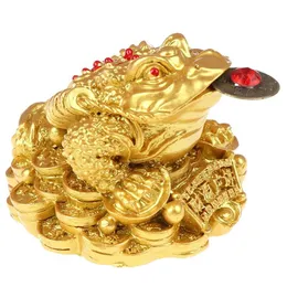 인테리어 장식 Feng Shui Toad Money Lucky Fortune Wealth Chinese Golden Frog Coin Tabletop Ornaments 선물 선물 Car Ornament285c