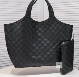 Högkvalitativ icare maxi diamant quiltad lammskinn läder designer axel mode butik väska lyxig mjuk ostrukturerad form lättvikt strand tote