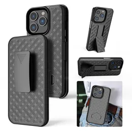 Back Clamp Bracket Fall Protection Phone Case Bulit-In Kickstand Protective Cases Sockbeständighet Back Cover Shell för iPhone 12 13 14 15 Pro Max för Samsung S22 S23 Ultra