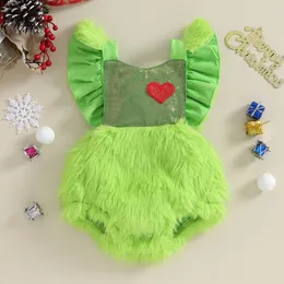 Rompers Ma Baby 0 24mクリスマス生まれ幼児幼児の赤ちゃんの女の子ロンパーハートスパンコールジャンプスーツオーバーオールクリスマスコスチューム衣類D05 230915
