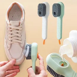 Spazzole per scarpe multifunzionali con dispenser di sapone Detergente per spazzole a manico lungo per vestiti Scarpe Spazzola per la pulizia della lavanderia domestica 122619