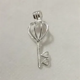 925 Argent Double Coeur Amour Clé Médaillon Cage En Argent Sterling Perle Perle Pendentif Raccord pour DIY Mode Bracelet Collier Bijoux342K