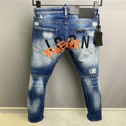 DSQ PHANTOM TURTLE Calças de brim dos homens de luxo designer jeans magro rasgado legal cara causal buraco denim marca moda ajuste jeans me235k