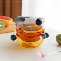 Bowls Heatable High Temperature Resistant Soup Rice Bowl Double Ball Handle Colorful Glass Simple Household Fruit Salah