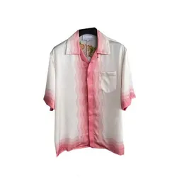 Projektantka męska Casablanca Casual Shirt Fanglue Casablanca Tennis Cl 23 Pink Flower Hawaiian Short Sleeve podszewka dla mężczyzn i kobiet Wysokiej jakości fajne odzież męskie