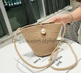 Borse a tracolla e borsette da donna Borsa a tracolla da spiaggia estiva vintage Borsa a tracolla in rattan intrecciata a mano per le donne17