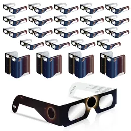 (Pacote de 100) Óculos para Eclipse Solar fabricados pela fábrica reconhecida pela AAS - CE e ISO 12312-2: 2015 (E) Padrões Cortinas seguras de qualidade óptica para visualização direta do sol