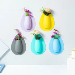 Vases Mini Silicone Vase Stick On The Wall Flower Pot Plant Container For Home Offices Decorations FR