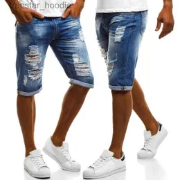 Männer Jeans 2020 Sommer Neue Herren Einfarbig Kurze Jeans Männlichen Hip Hop Flansch Jeans Zerrissene Dünne Denim Jean Shorts für Männer Pantalon Homme L230918