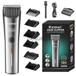 Barbeadores elétricos Kemei aço inoxidável shell aparador de cabelo profissional barba cortador de cabelo ajustável barbeiro elétrico máquina de corte recarregável x0918