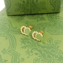 Mody kobiety Diamond Stud Colking Designer Gold Hoops Kolczyki Srebrne podwójne litery uwielbiam kolczyki g biżuterii walentynkowe prezenty